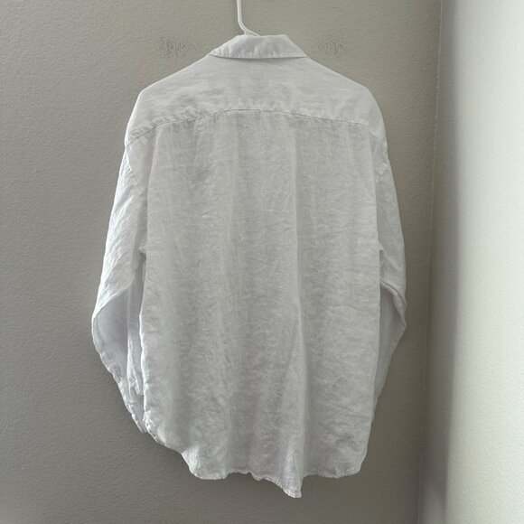 H&M Oversized Button Up Shirt Linen Minimalist White Lightweight Sz M - Picture 3 of 15